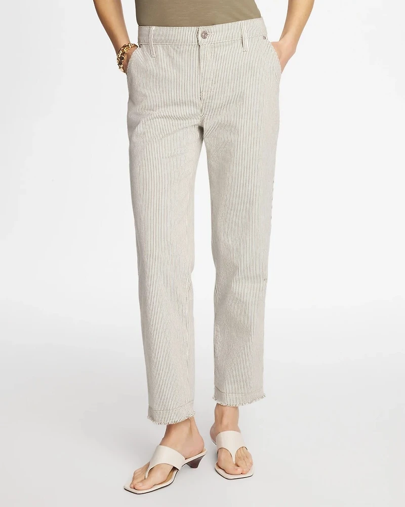 Stripe Girlfriend Straight Ankle Jeans