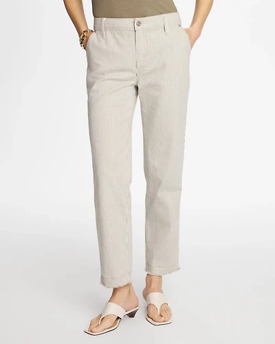 Stripe Girlfriend Straight Ankle Jeans