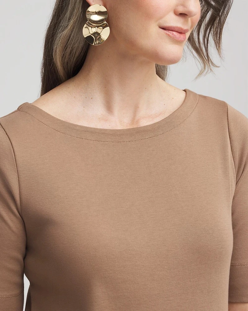 Pima Cotton Bateau-Neck Tee