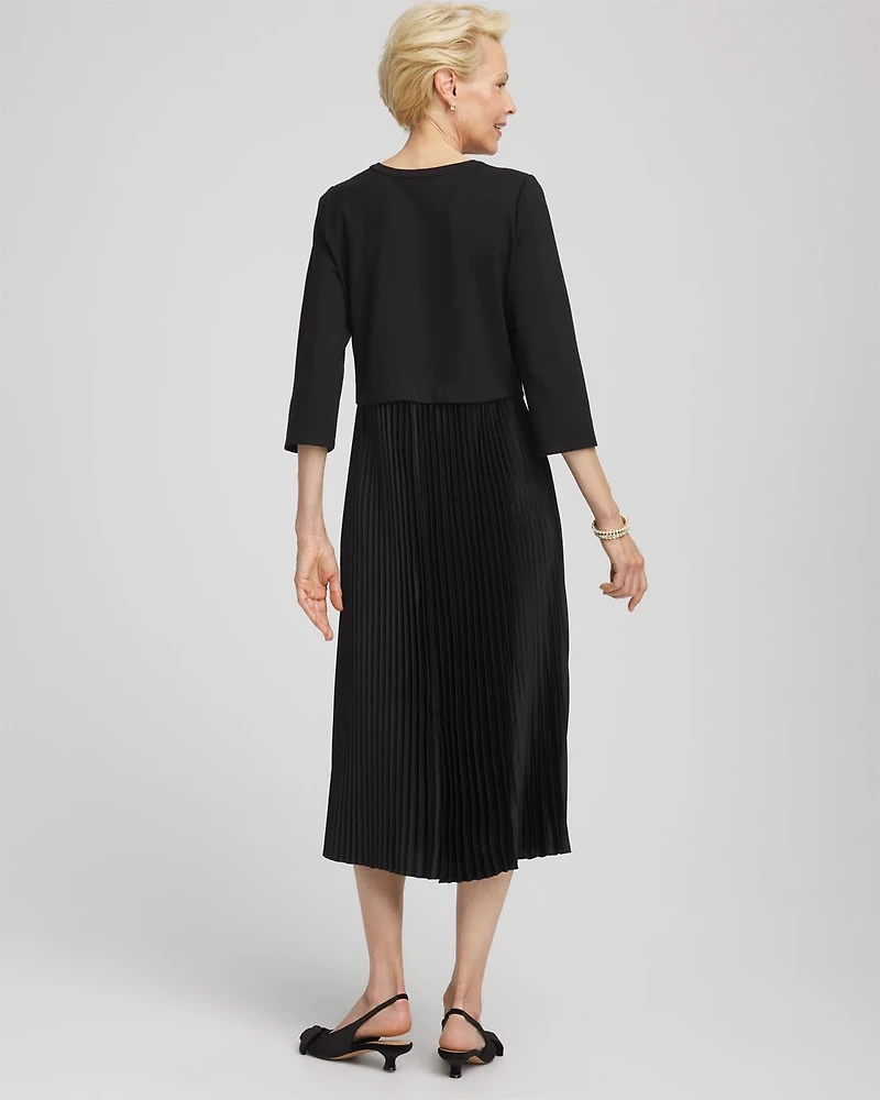 Satin-Knit Pleated Maxi Dress