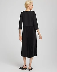 Satin-Knit Pleated Maxi Dress