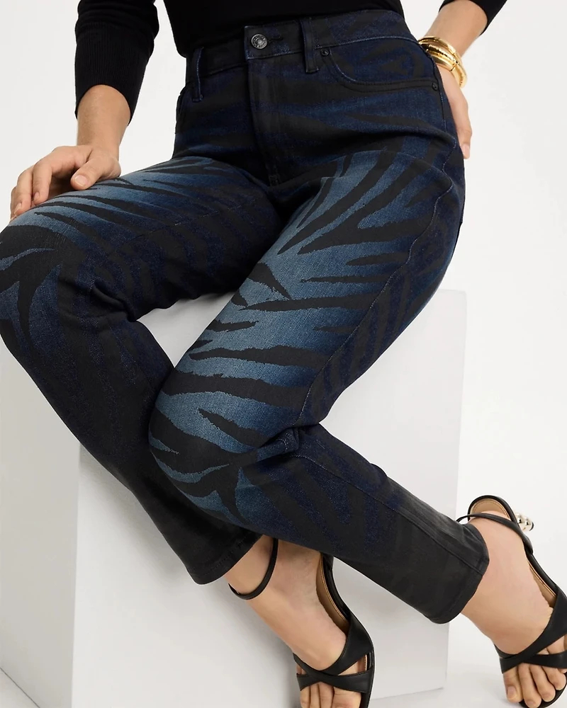 Ombre Zebra Animal Skinny Ankle Jeans