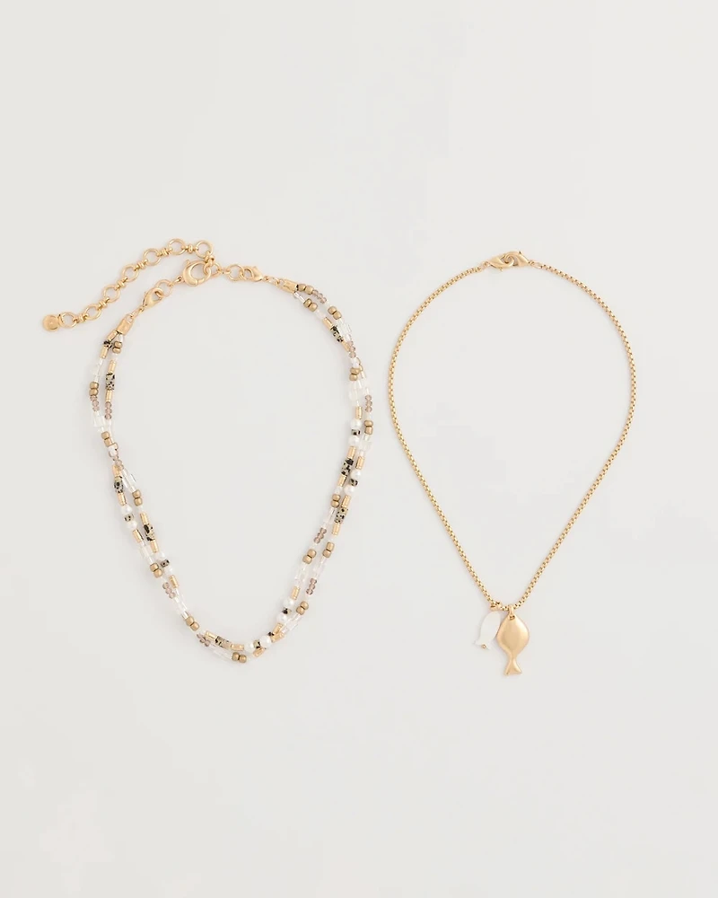 Neutral Jasper Shell Short Necklace