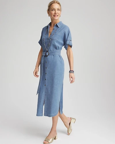 Denim Belted Midi Shirtdress