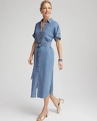 Denim Belted Midi Shirtdress