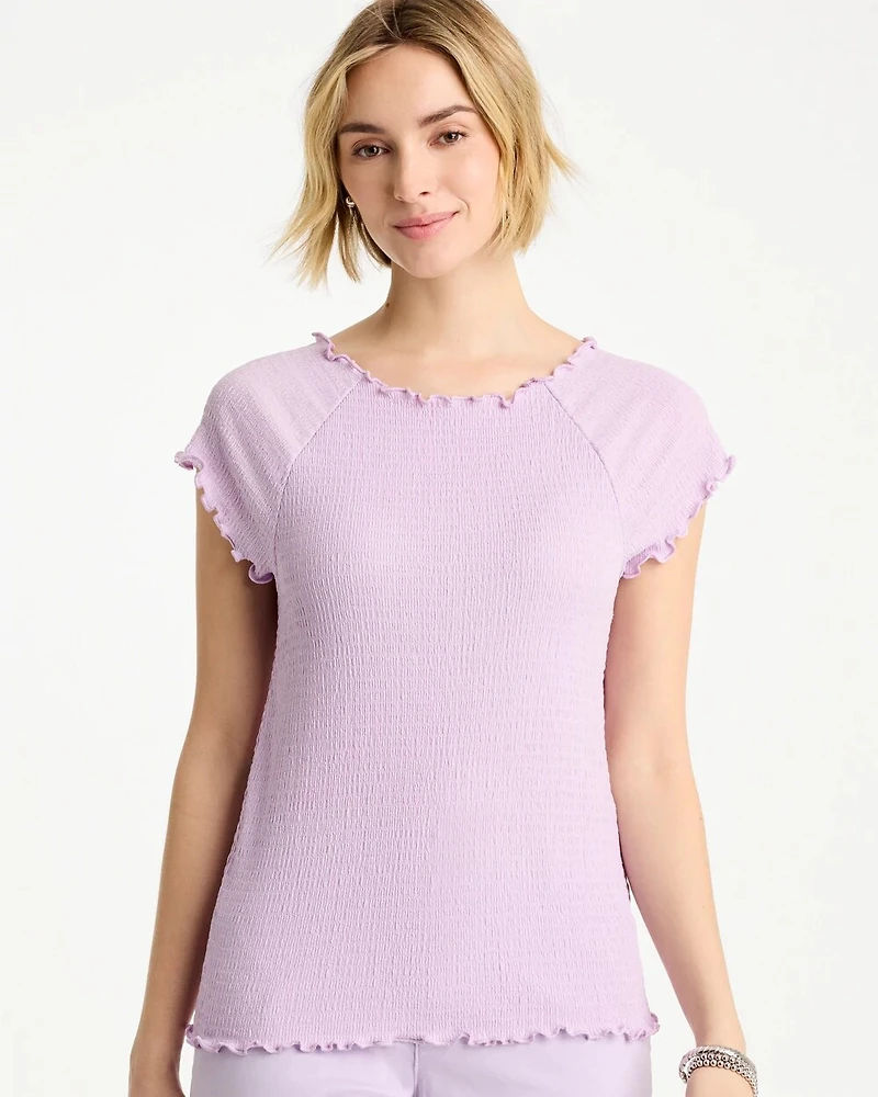 Textured Knit Lettuce Raglan Tee