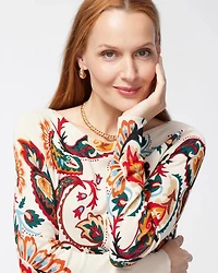 Spun Rayon Paisley Printed Pullover