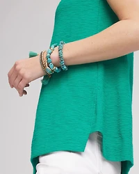 Textured Sleeveless V-Neck Tunic