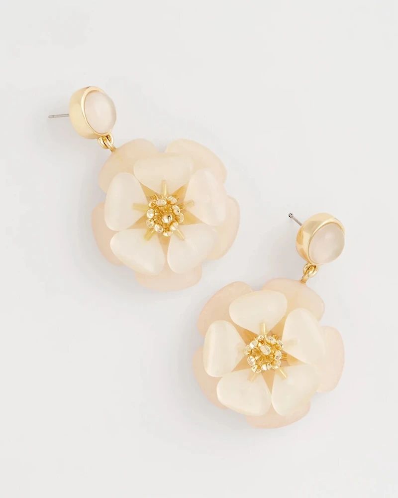 Neutral Flower Drop Earrings