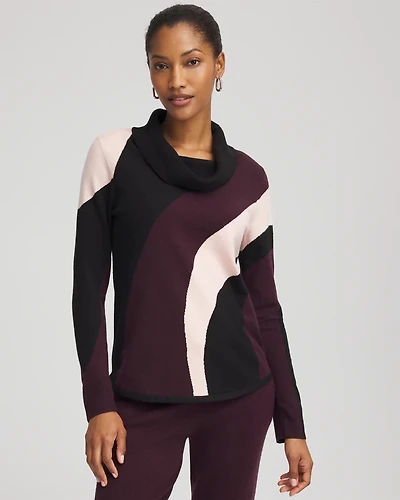 Zenergy® Luxe Intarsia Cowlneck Top