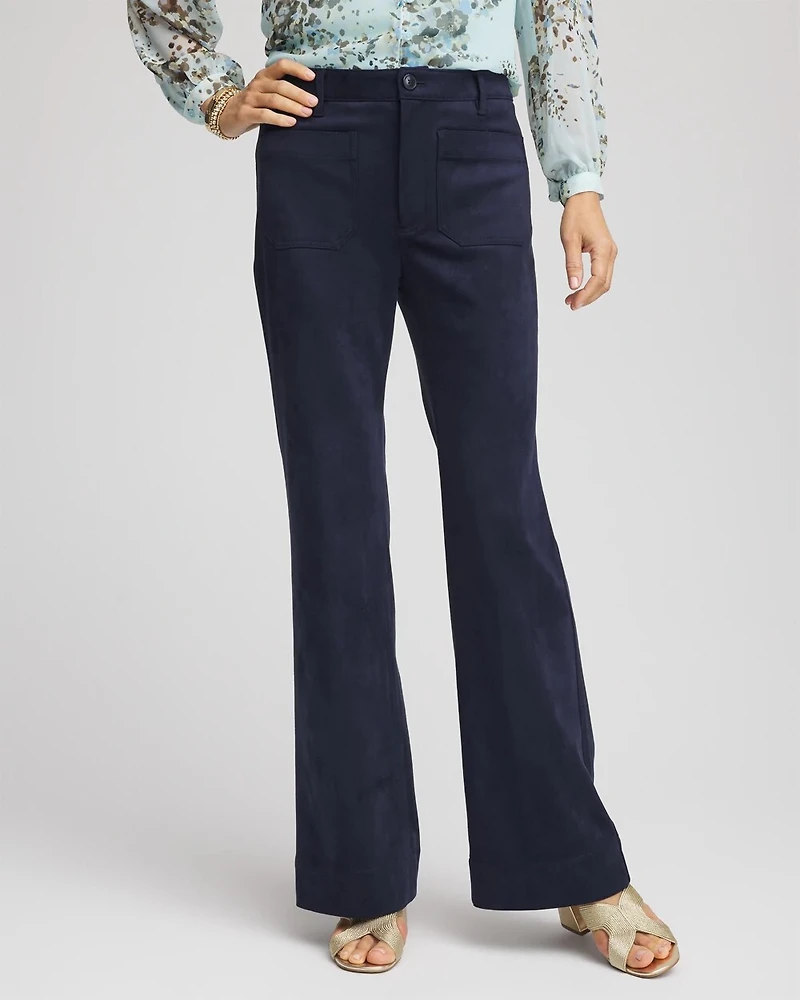 Suede Motif Bootcut Ankle Pants