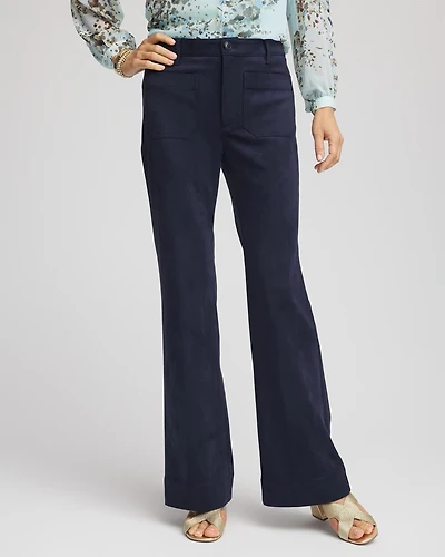 Suede Motif Bootcut Ankle Pants