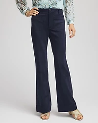 Suede Motif Bootcut Ankle Pants