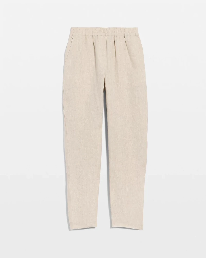 Linen Straight Tapered Ankle Pants