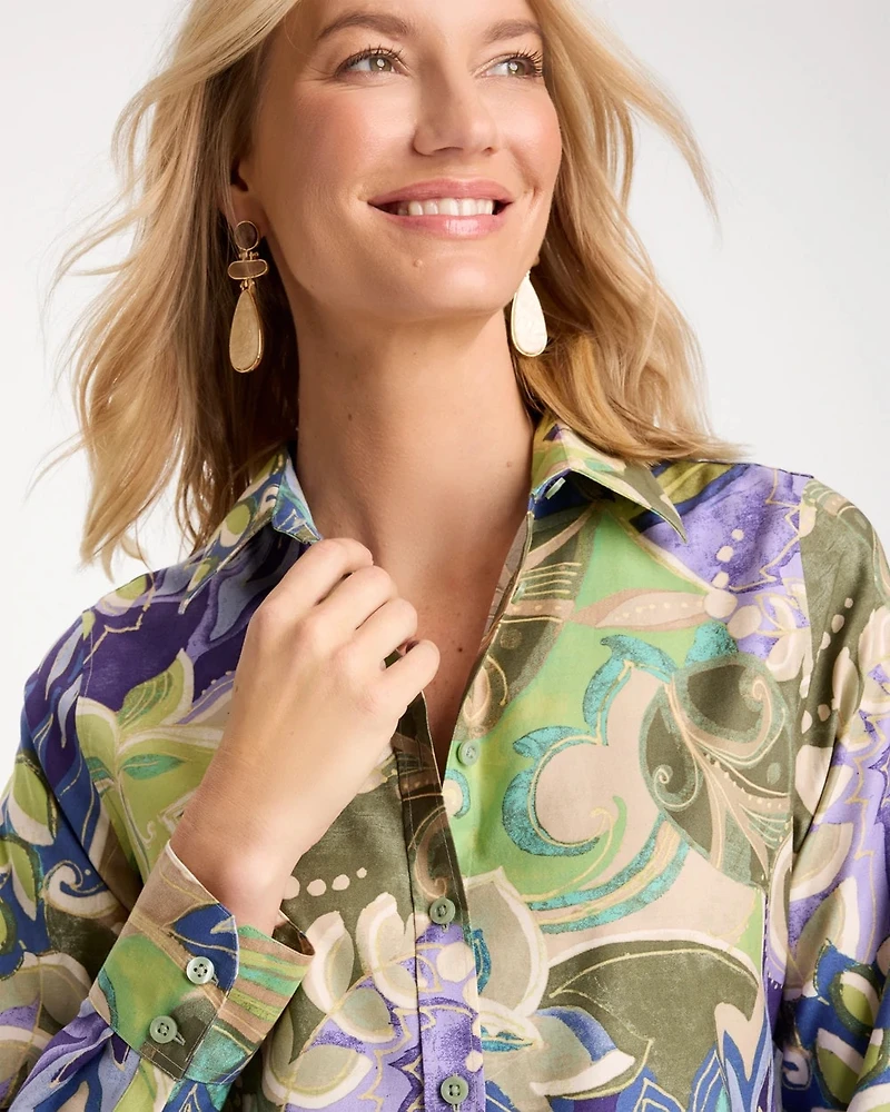 No Iron™ Stretch Garden Print Shirt