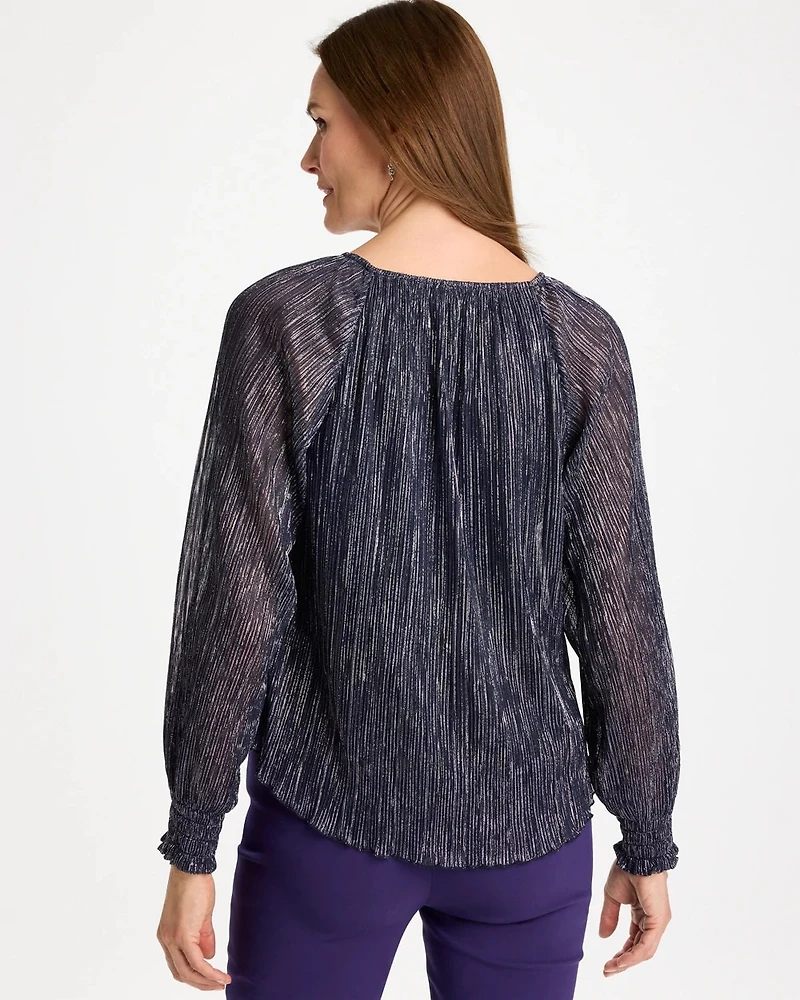 Metallic Bodre Crinkle Mesh Top