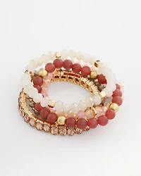 Pink Stretch Set of Five Beaded Bracelets