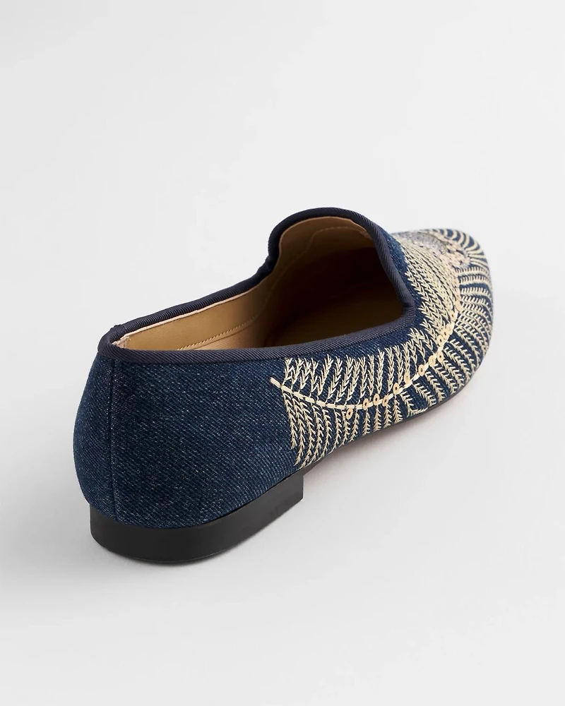 Peacock Embroidered Flats