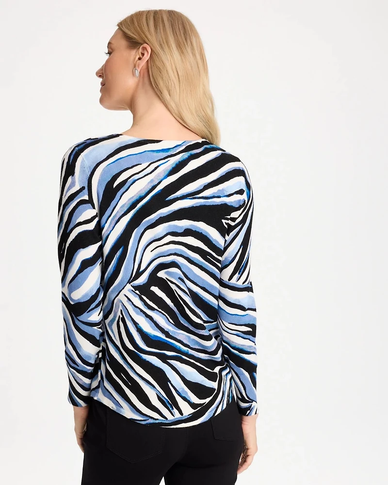 Ella Animal Print V-Neck Pullover Sweater