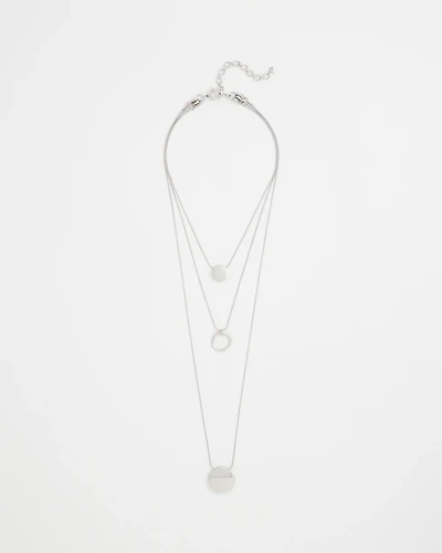 Silver Triple Pendant Necklace