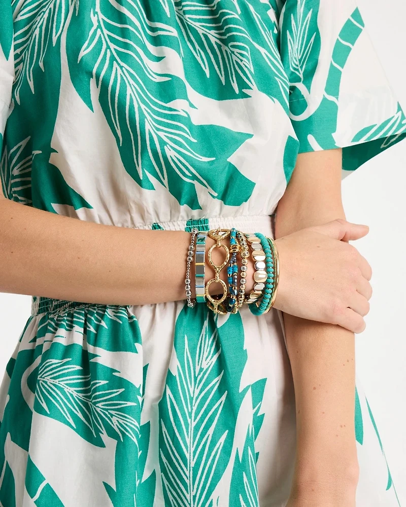 Genuine Teal Tiger's Eye Stretch Bracelet