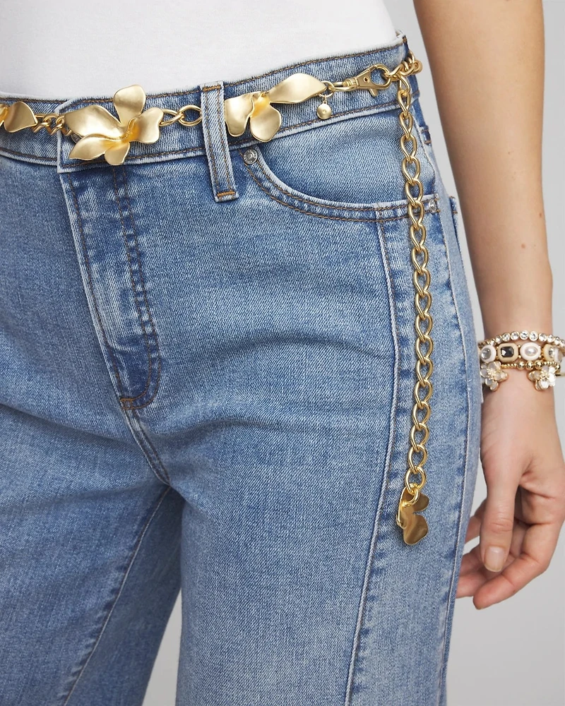 Goldtone Flowers Chain Belt