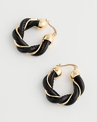 Black Gold Twist Hoop Earrings