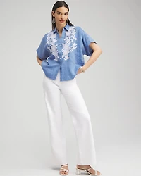 Linen Embroidered Applique Shirt