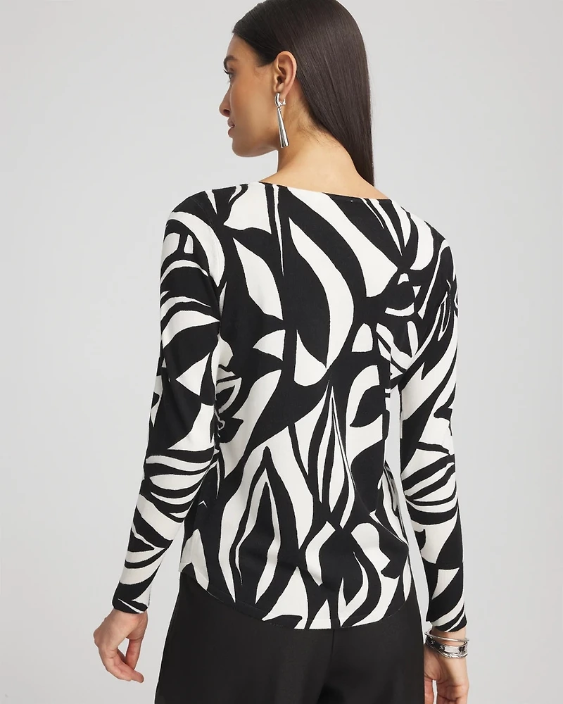 Abstract Print V-Neck Pullover Sweater