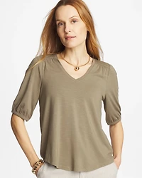 Shirred Elbow Sleeve Tee