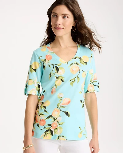 Pima Printed Elbow Sleeve Tee