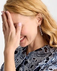 Silver Linear Bead Earrings