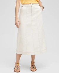 Seeded Denim Midi Skirt