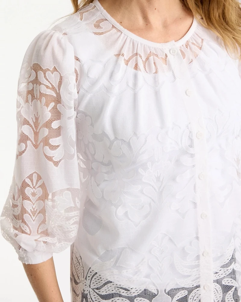 Lace Burnout Blouse