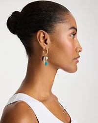 Fish Charm Crinkle Hoop Earrings