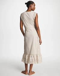 Woven Eyelet Swim Cover-Up Dress