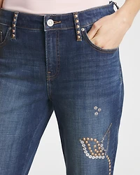 Embellished Girlfriend Cropped Flared Jeans