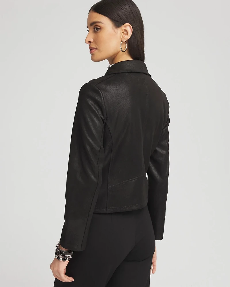 Stretch Faux Suede Moto Jacket