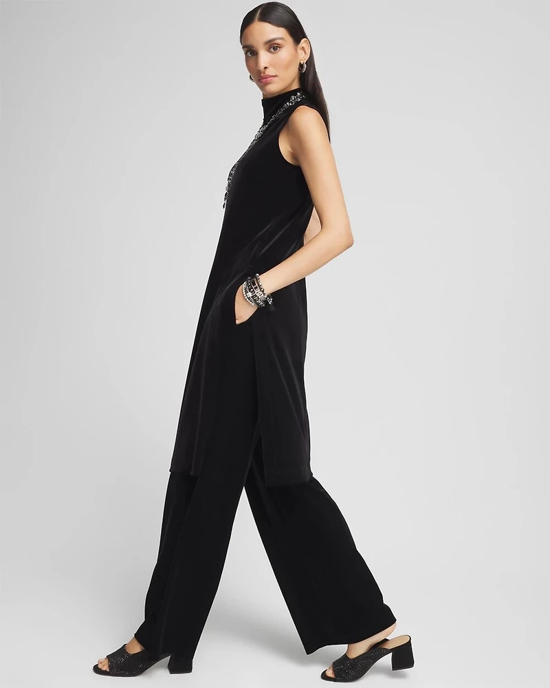 Petite Travelers™ Velvet Wide Leg Pant