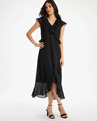 Floral Surplice Ruffled Dress