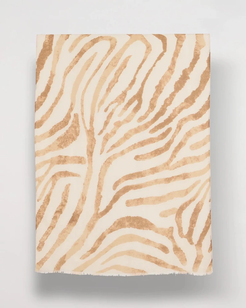 Neutral Zebra Animal Print Oblong Scarf