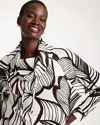 Zenergy® Soft Leaf Print Cowlneck Pullover