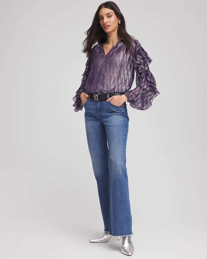 Georgette Ruffle Sleeve Blouse