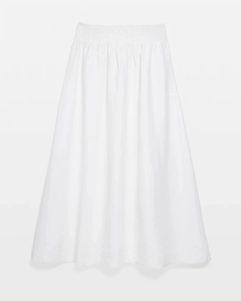 Linen A-line Midi Skirt