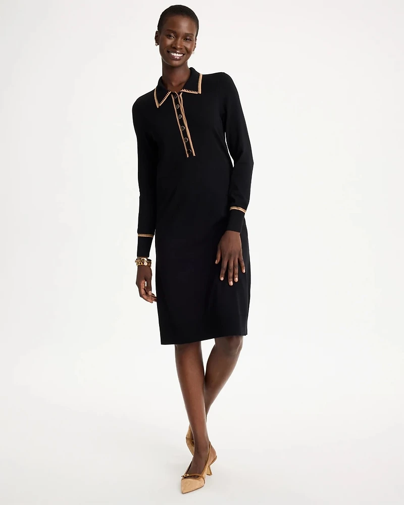 Whipstitch Knit Sweater Dress