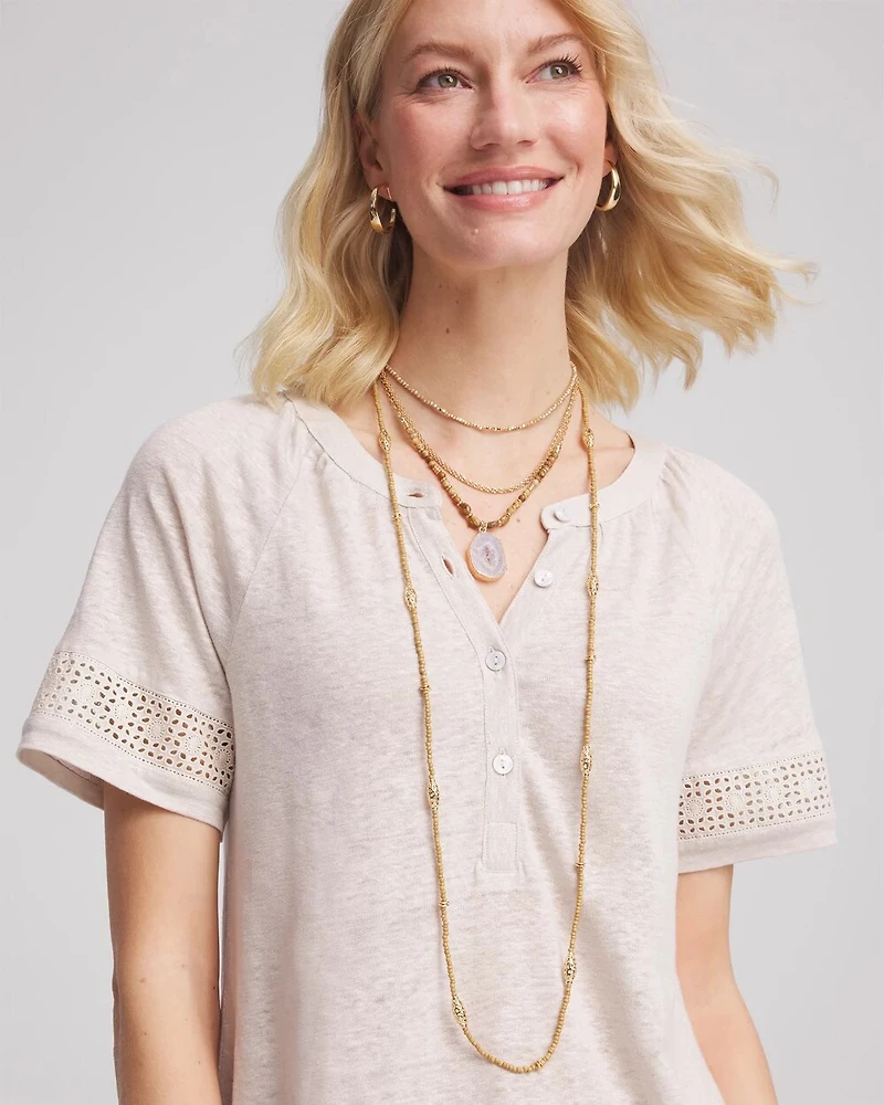 Long Goldtone Seed Bead Necklace