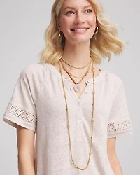 Long Goldtone Seed Bead Necklace