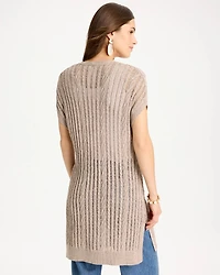 Faucet V-Neck Long Cardigan Vest