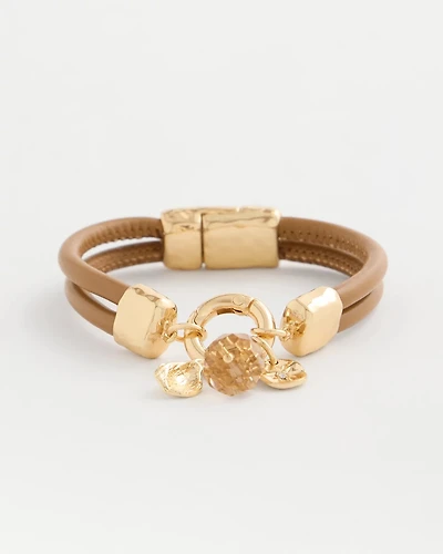 Faux Leather Charm Bracelet