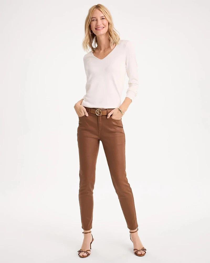 Coated Skinny Ankle Jeans